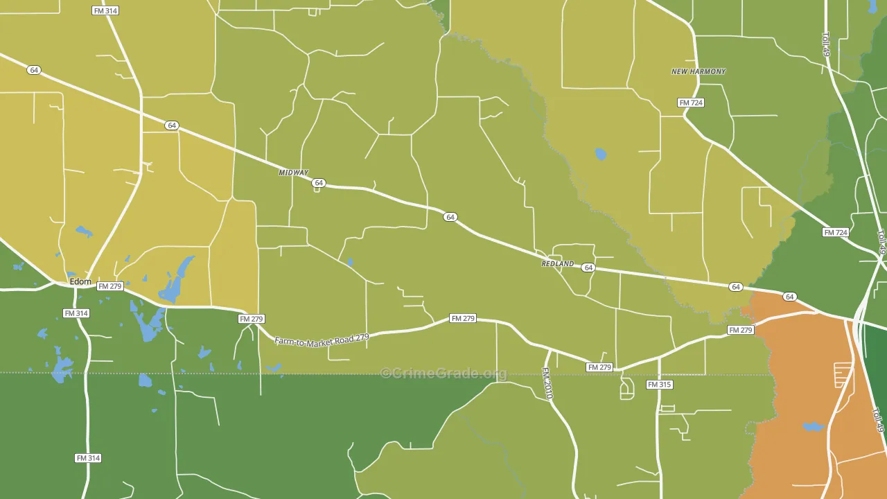 Redland, TX Map of Vandalism Rates