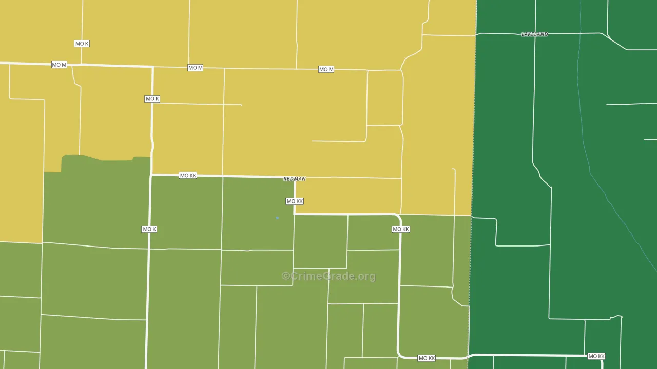 Redman, MO Map of Vandalism Rates
