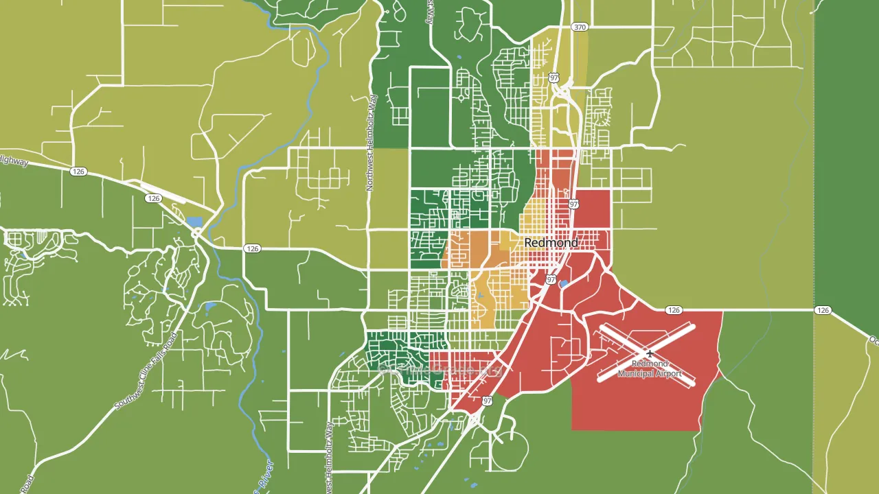 Redmond, OR Map of Vandalism Rates