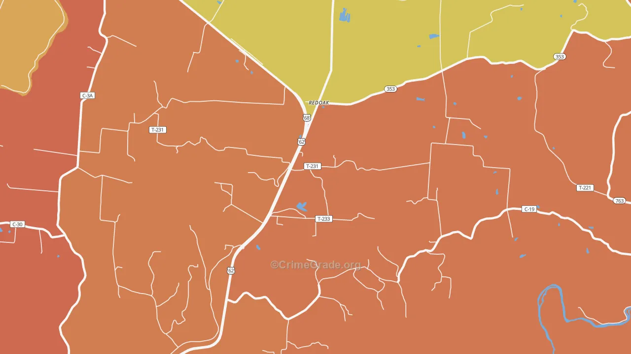 Redoak, OH Map of Vandalism Rates