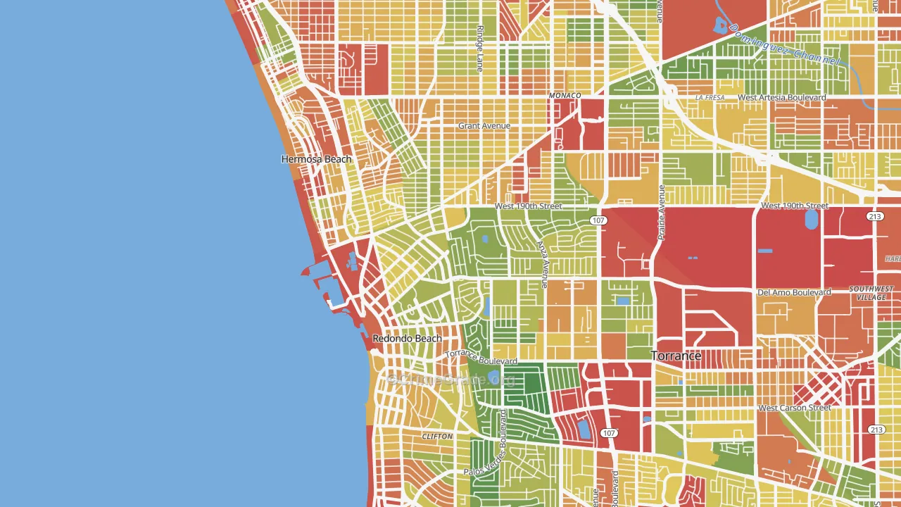Redondo Beach, CA Map of Vandalism Rates
