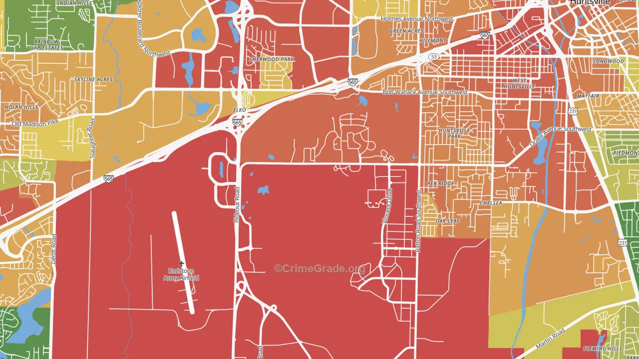 Redstone Arsenal, AL Map of Vandalism Rates