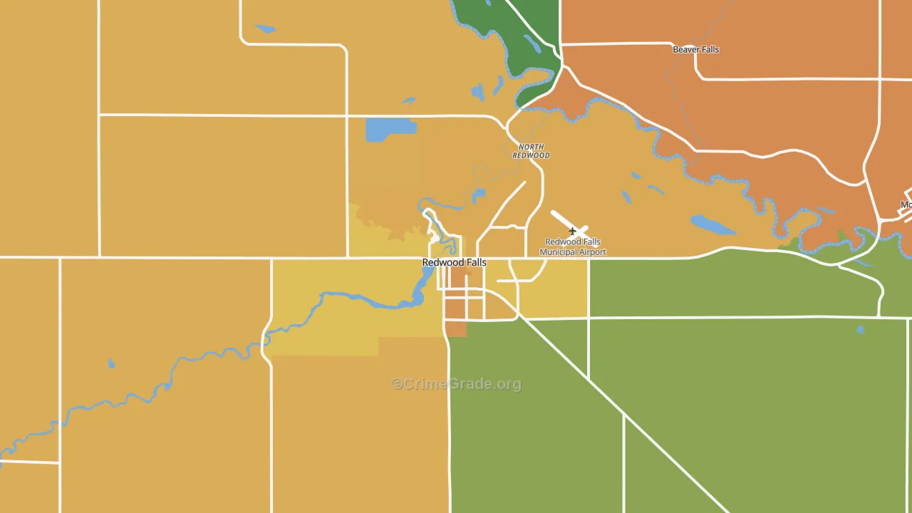 Redwood Falls, MN Map of Vandalism Rates