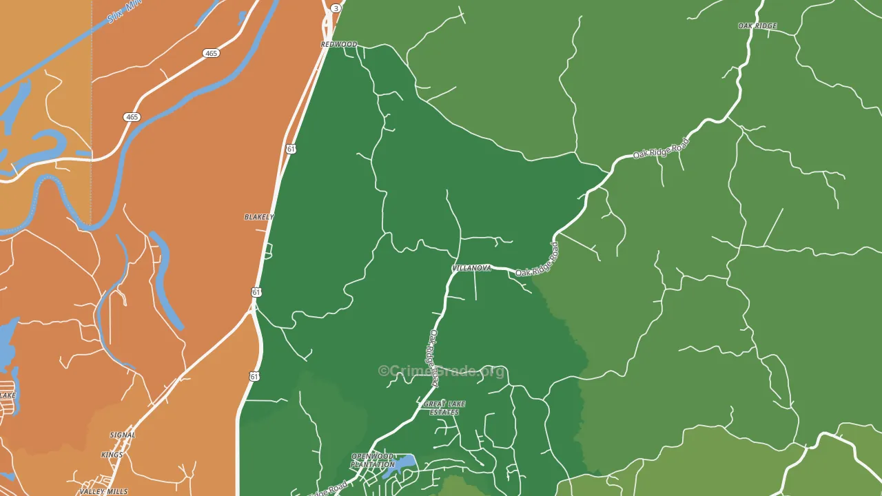 Redwood, MS Map of Vandalism Rates