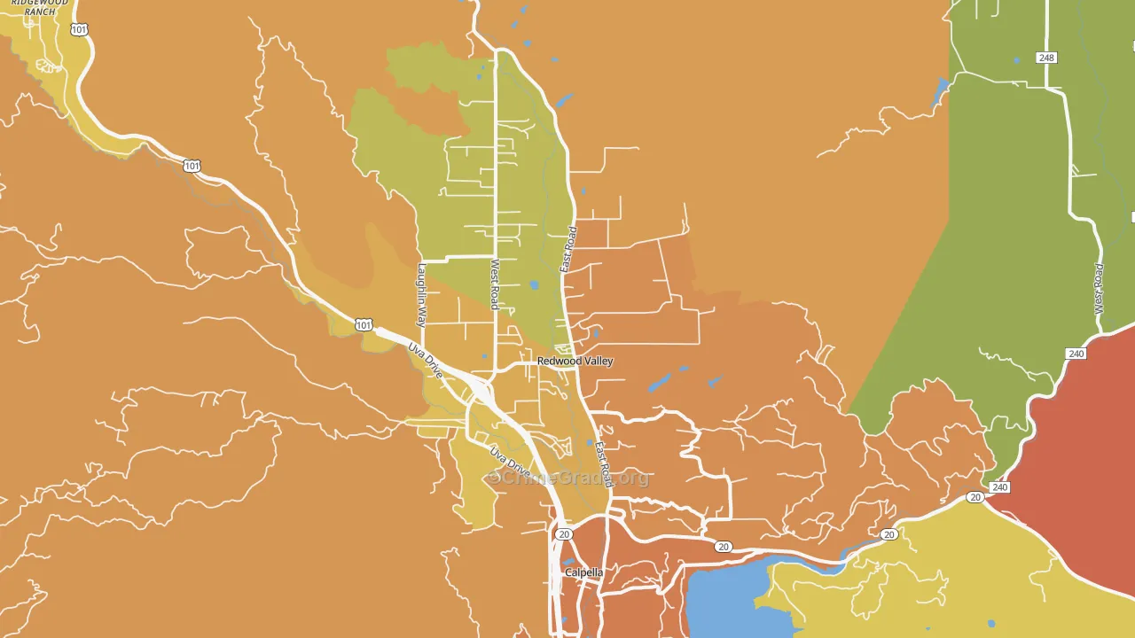 Redwood Valley, CA Map of Vandalism Rates