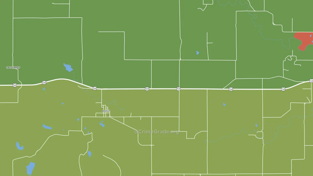 Reece, KS Map of Vandalism Rates