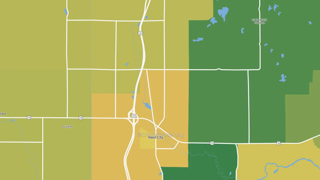 Reed City, MI Map of Vandalism Rates