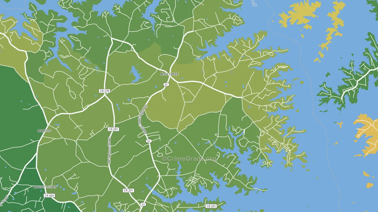 Reed Creek, GA Map of Vandalism Rates