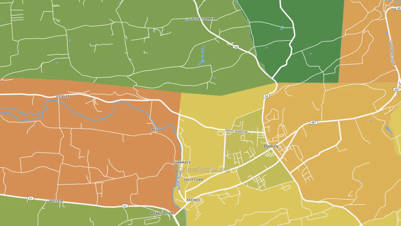 Reed, PA Map of Vandalism Rates