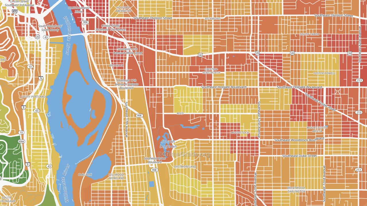 Reed, Portland, OR Map of Vandalism Rates