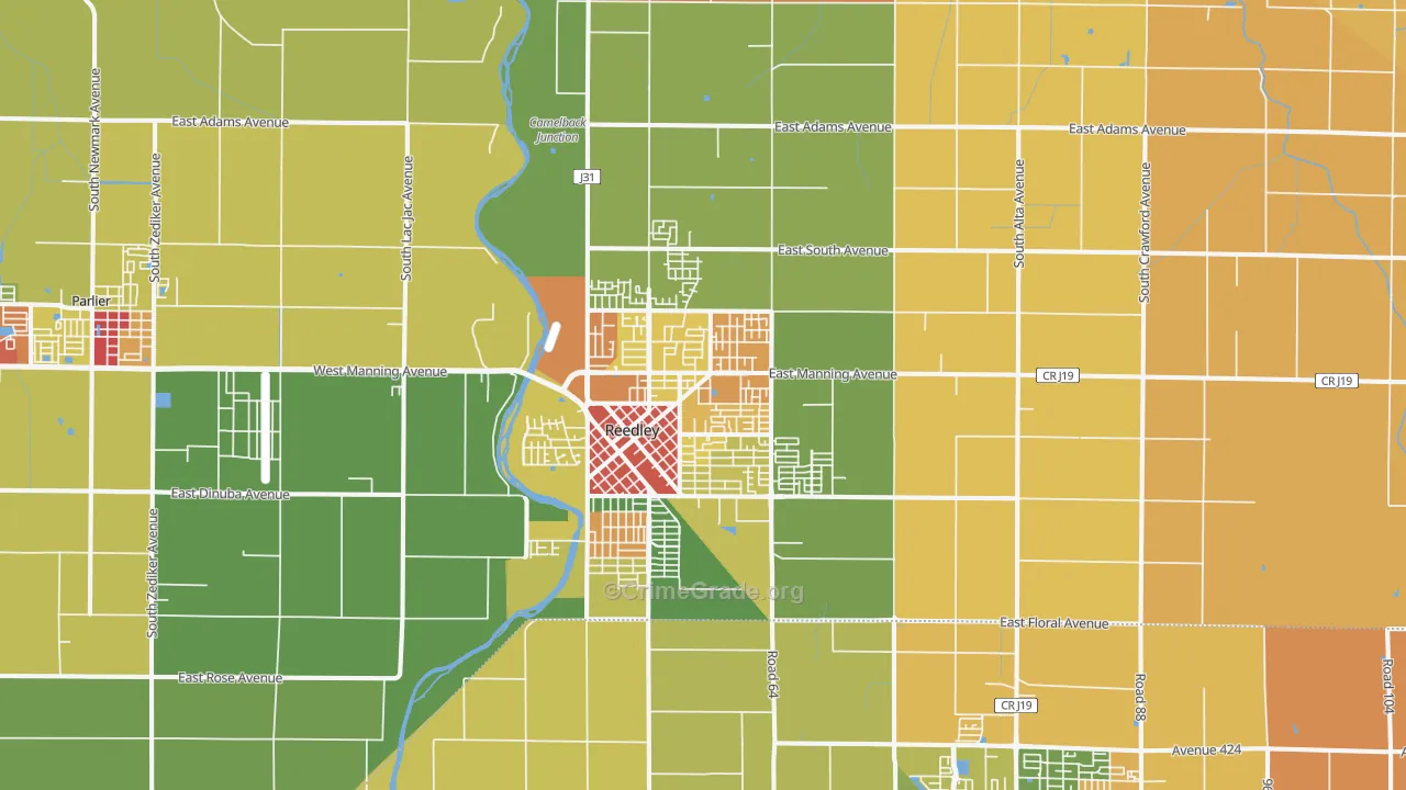 Reedley, CA Map of Vandalism Rates