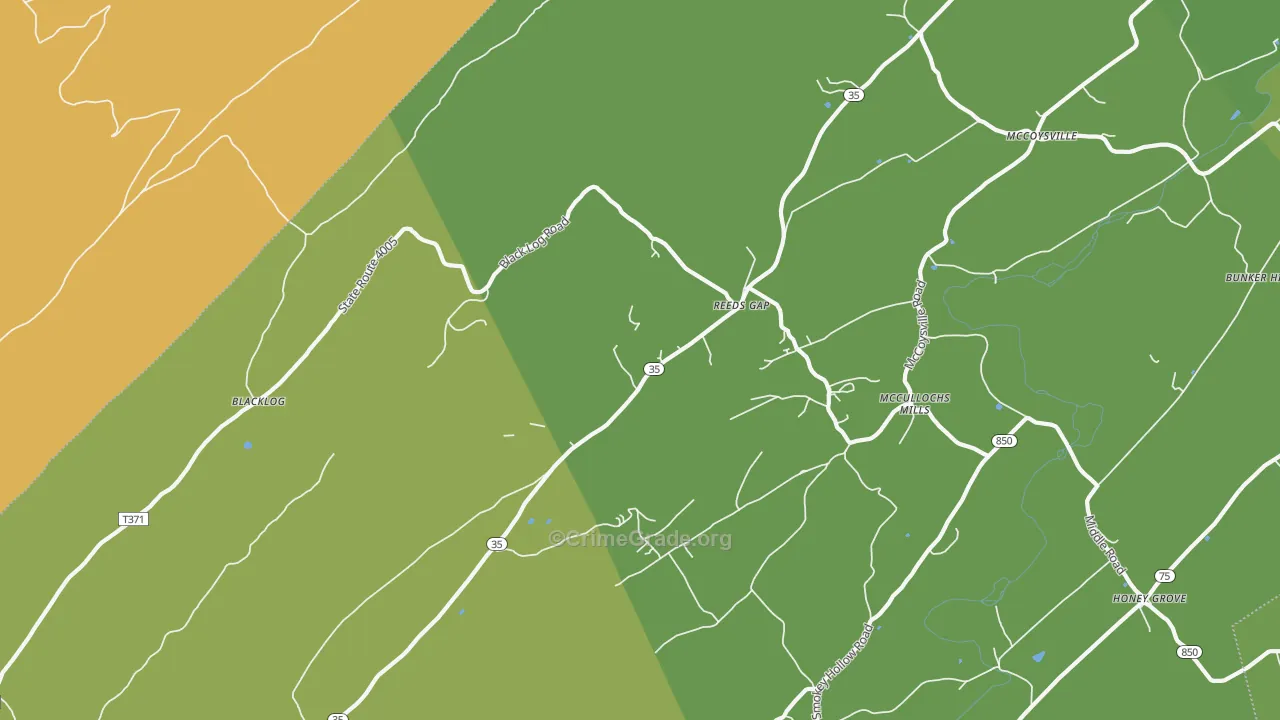 Reeds Gap, PA Map of Vandalism Rates