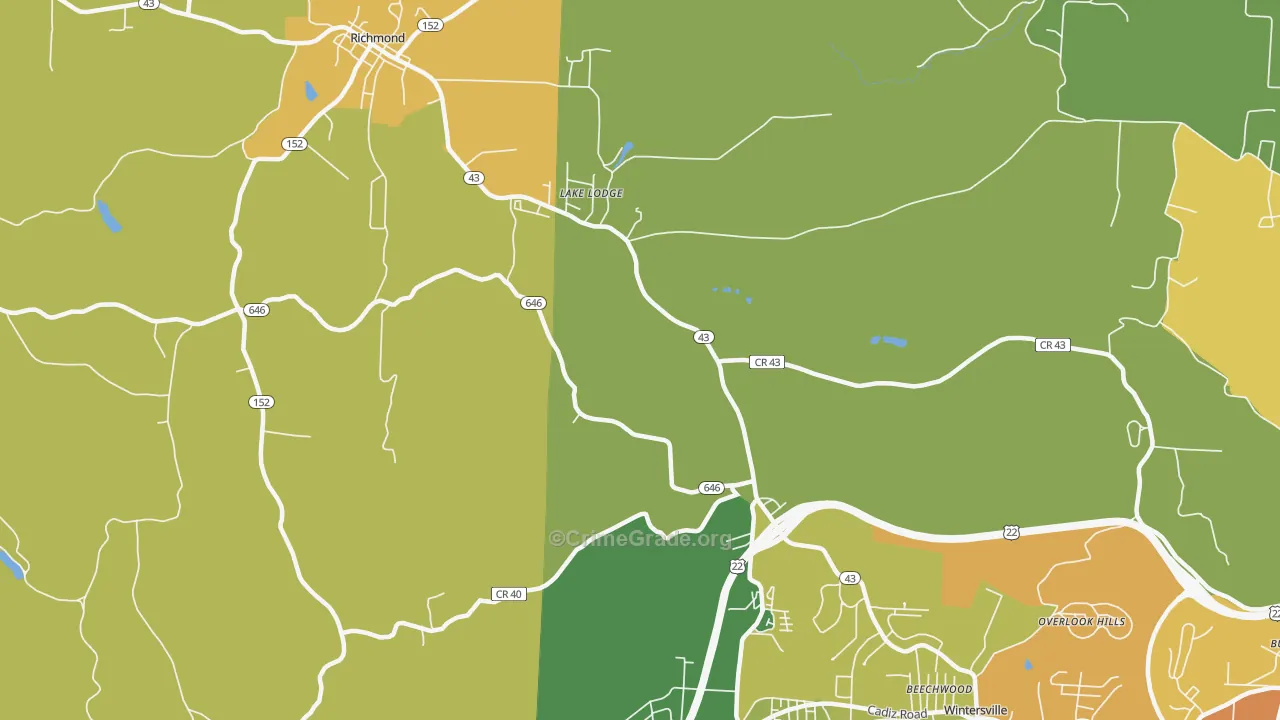 Reeds Mill, OH Map of Vandalism Rates