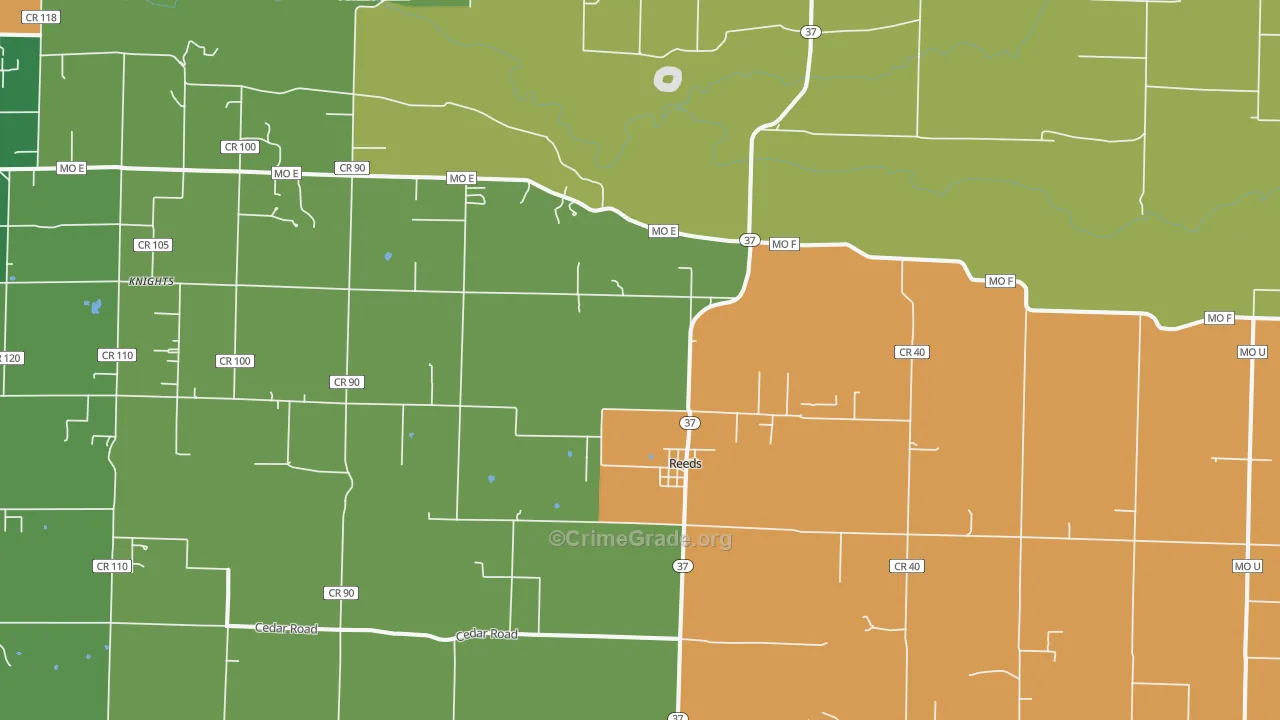 Reeds, MO Map of Vandalism Rates