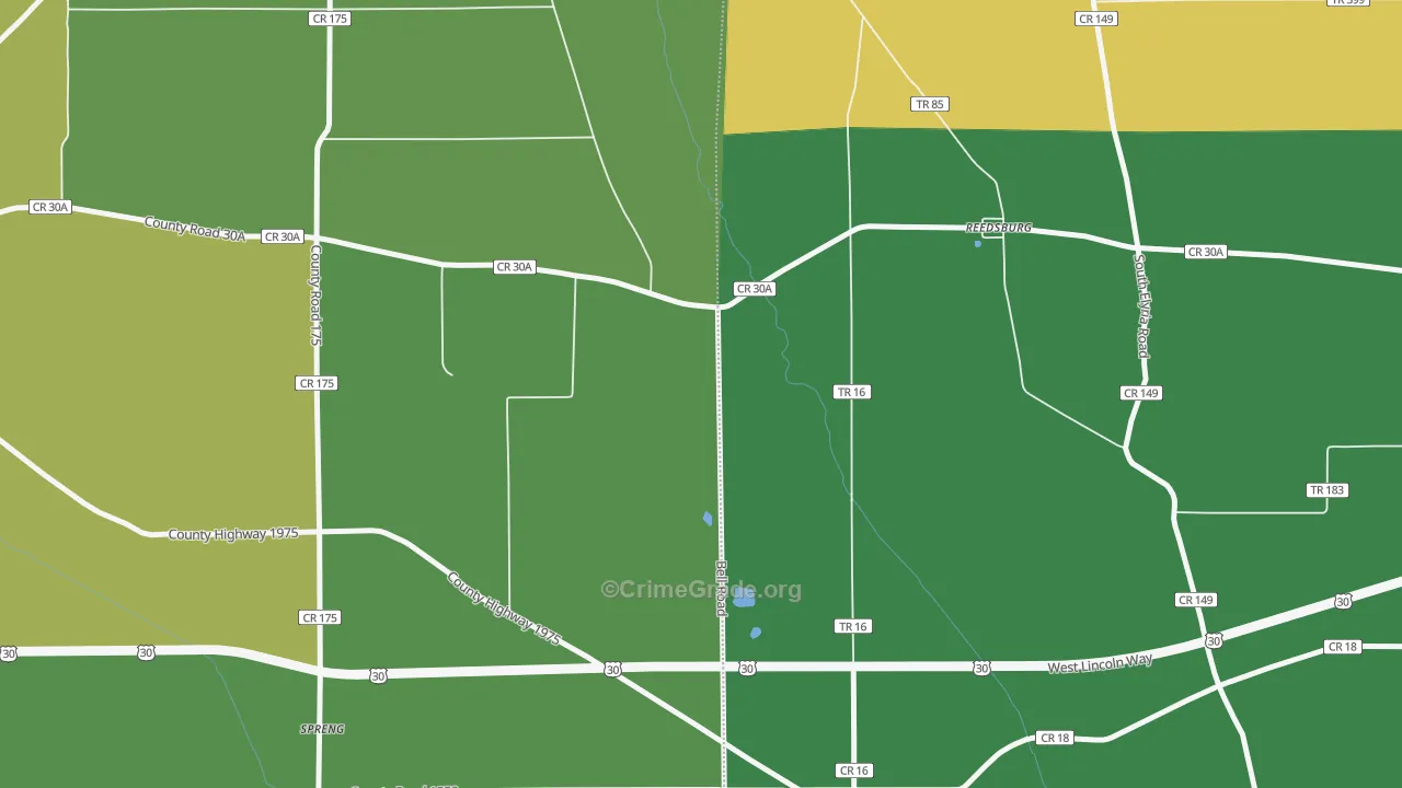 Reedsburg, OH Map of Vandalism Rates