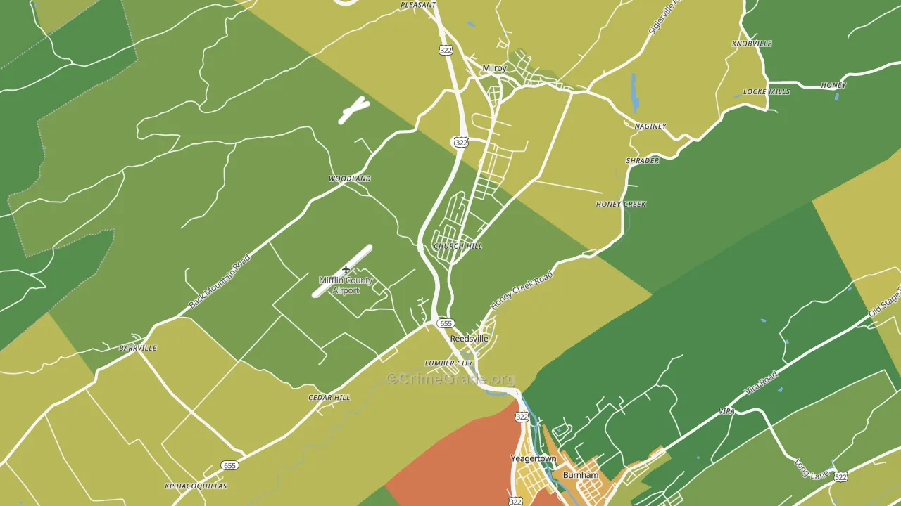 Reedsville, PA Map of Vandalism Rates