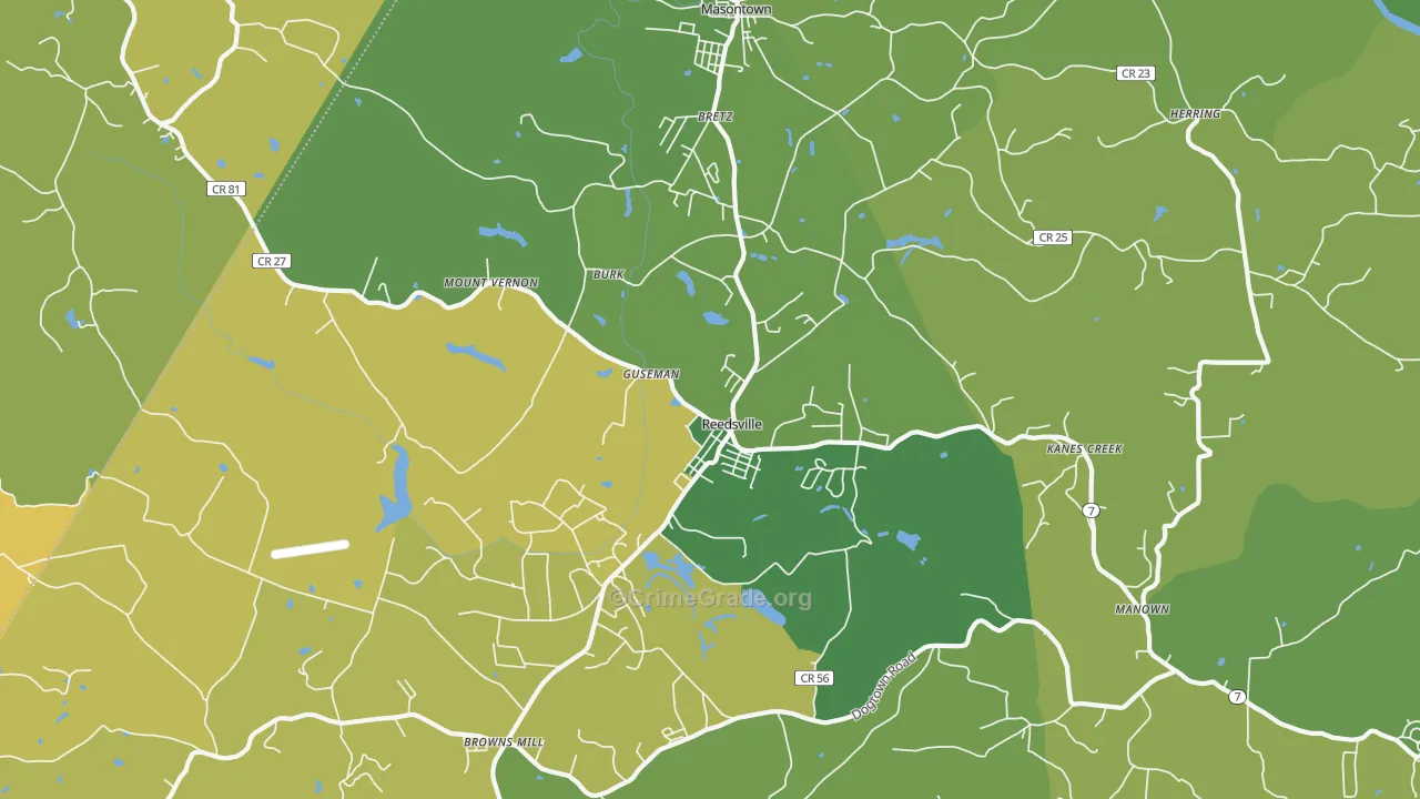 Reedsville, WV Map of Vandalism Rates