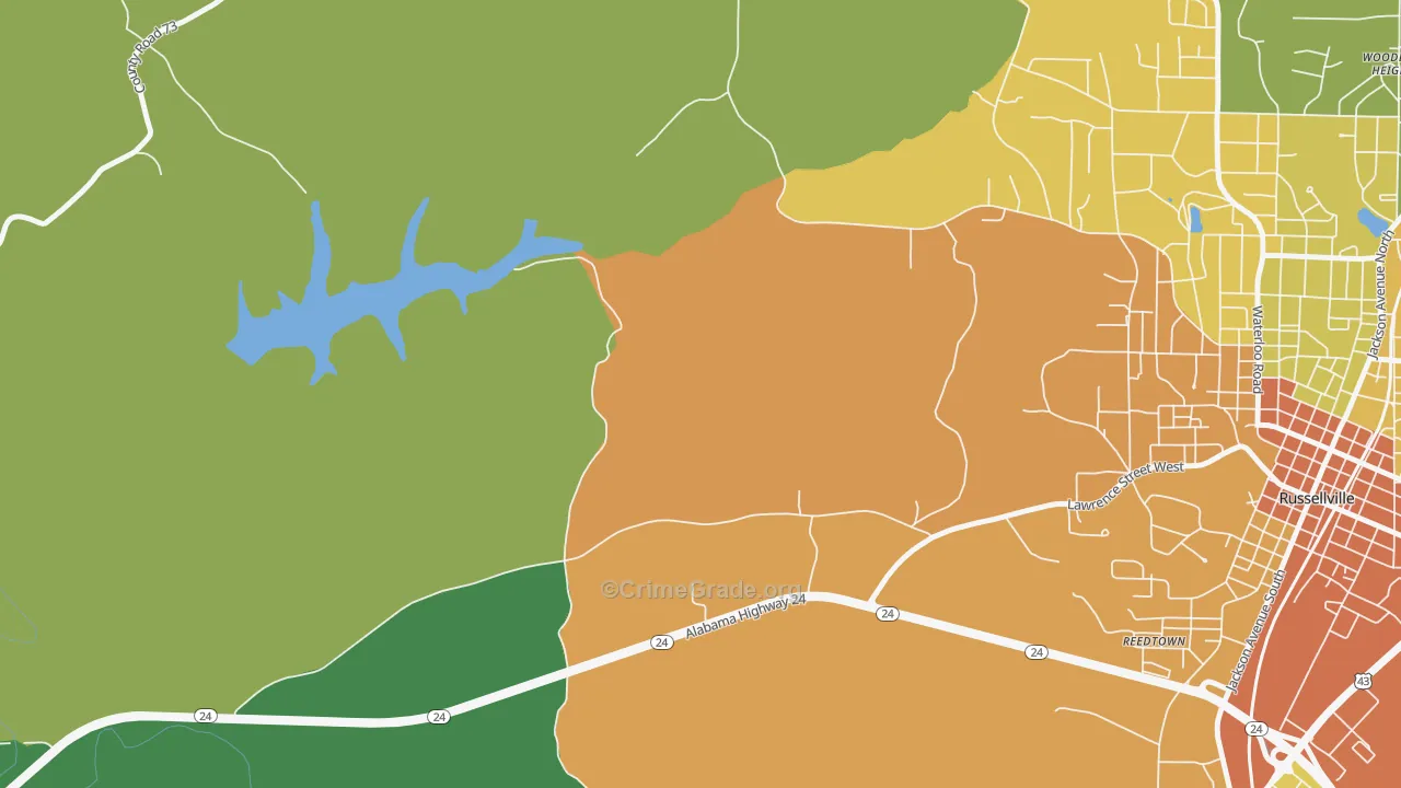 Reedtown, AL Map of Vandalism Rates