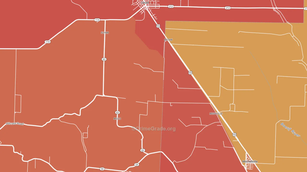 Reedville, AR Map of Vandalism Rates
