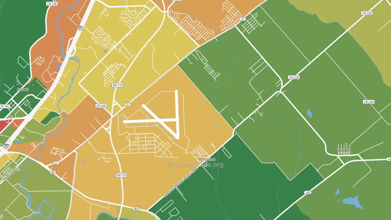 Reedville, TX Map of Vandalism Rates