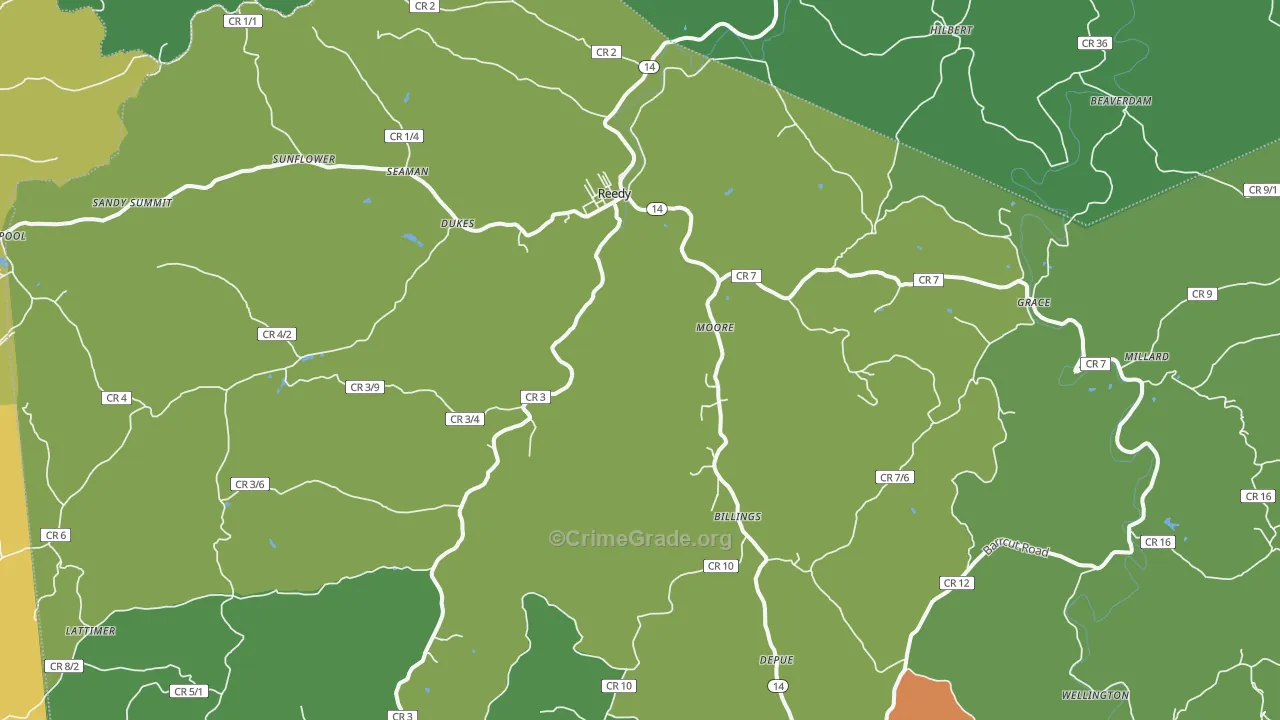 Reedy, WV Map of Vandalism Rates