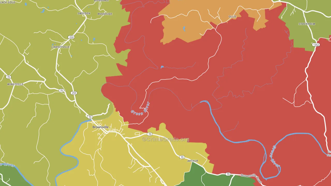 Reedyville, KY Map of Vandalism Rates