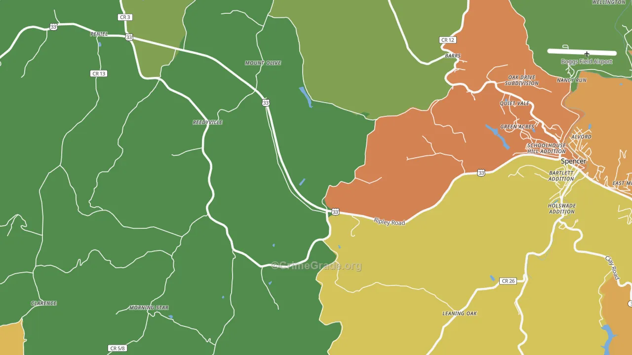 Reedyville, WV Map of Vandalism Rates