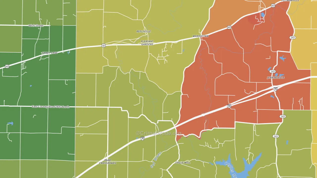 Reelsville, IN Map of Vandalism Rates