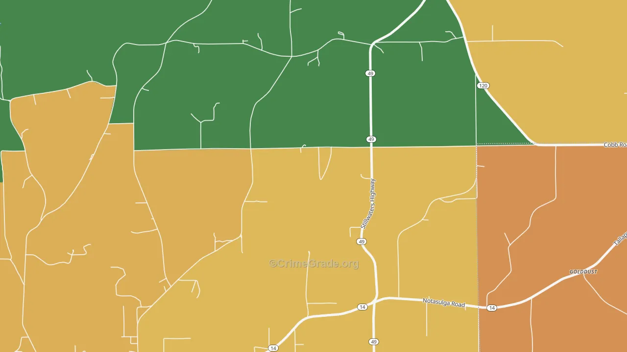Reeltown, AL Map of Vandalism Rates