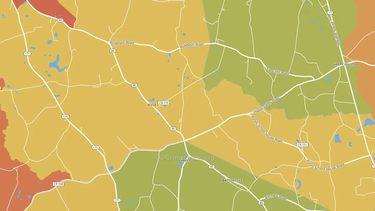 Reese, GA Map of Vandalism Rates