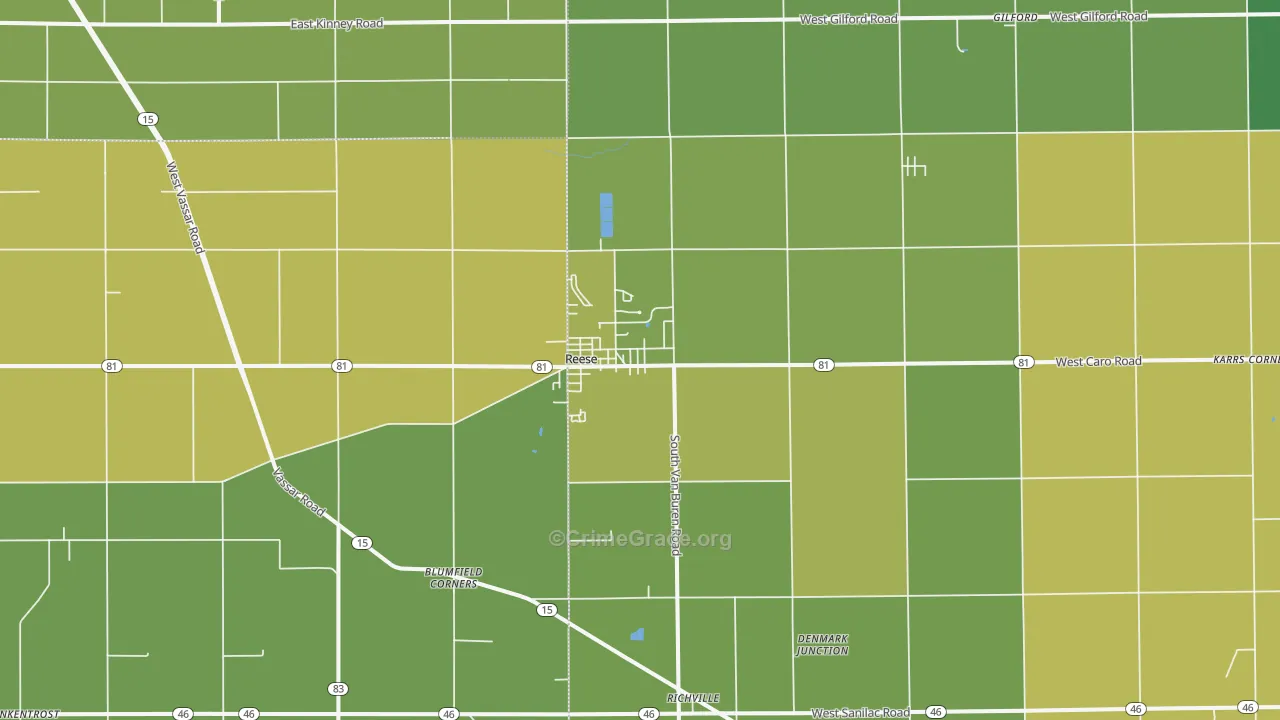 Reese, MI Map of Vandalism Rates