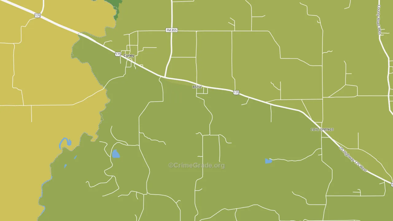 Reese, TX Map of Vandalism Rates