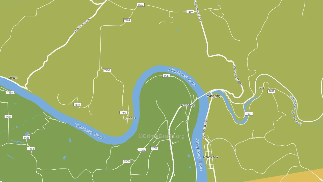 Reesedale, PA Map of Vandalism Rates