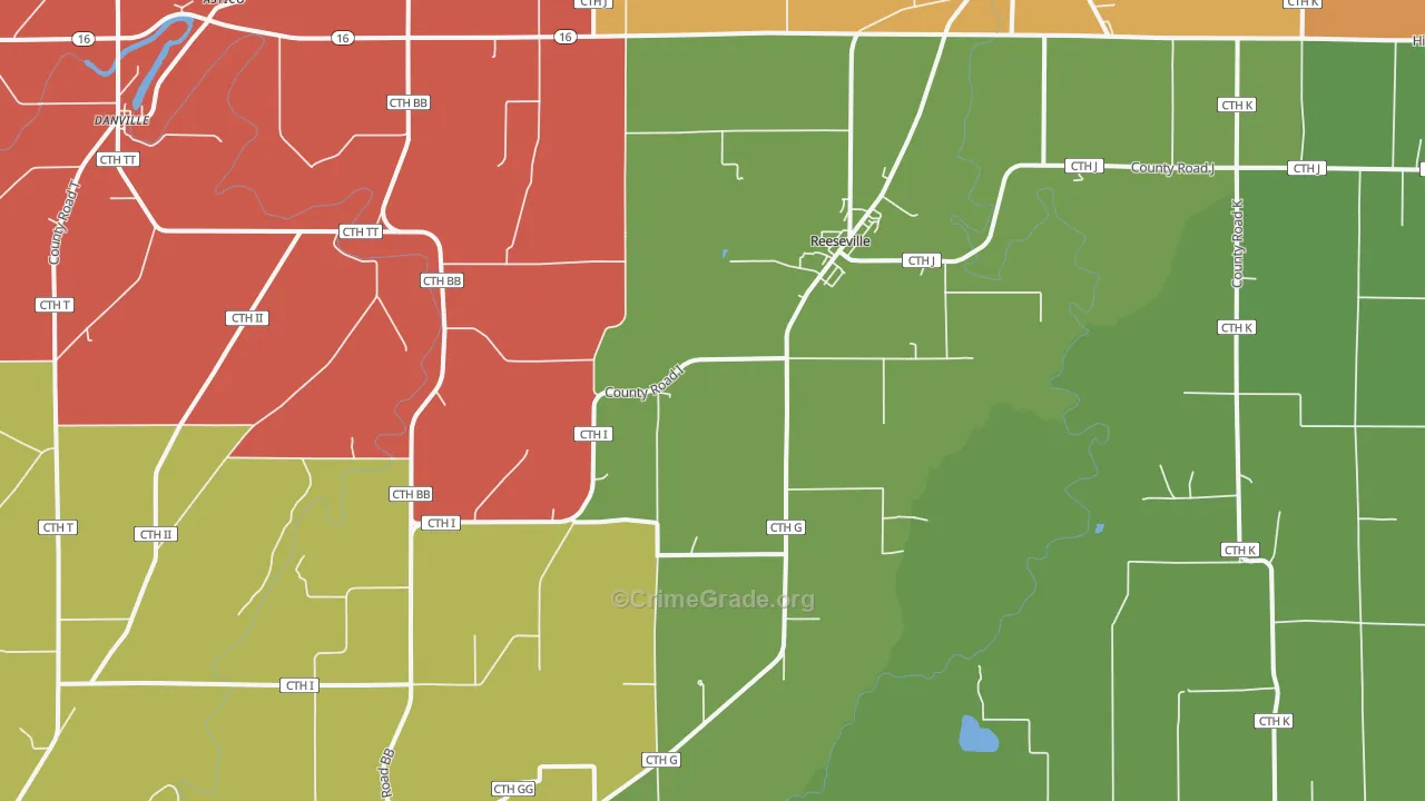 Reeseville, WI Map of Vandalism Rates