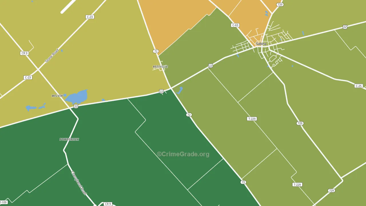 Reesville, OH Map of Vandalism Rates