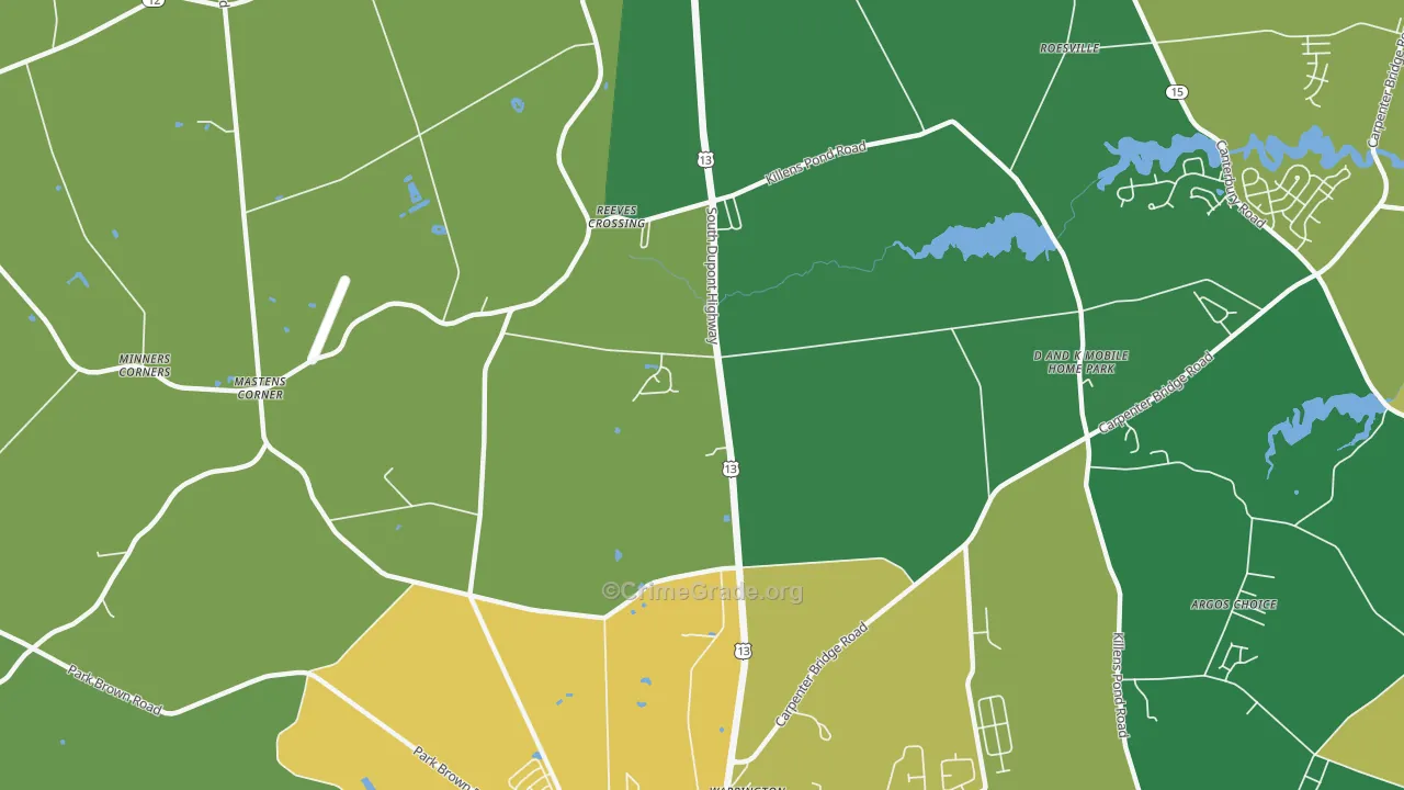 Reeves Crossing, DE Map of Vandalism Rates