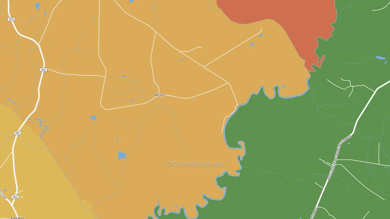 Reeves, NC Map of Vandalism Rates