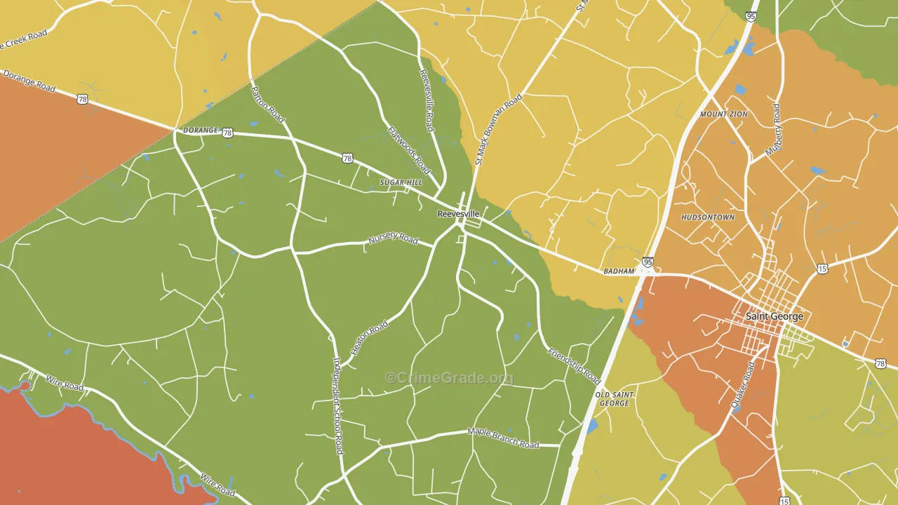 Reevesville, SC Map of Vandalism Rates