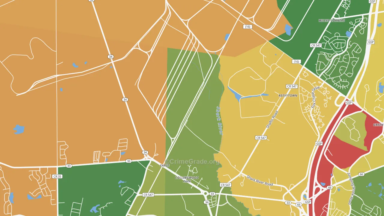 Reevytown, NJ Map of Vandalism Rates