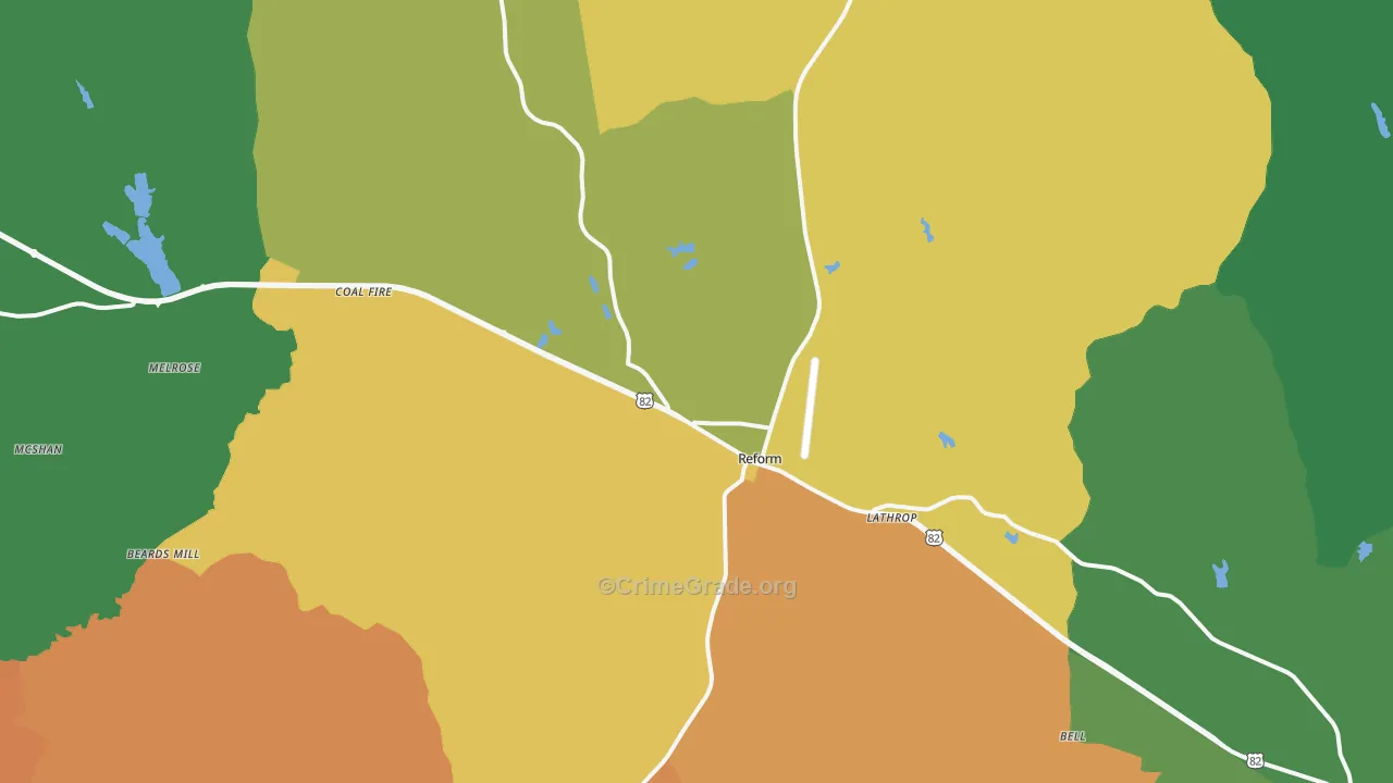 Reform, AL Map of Vandalism Rates