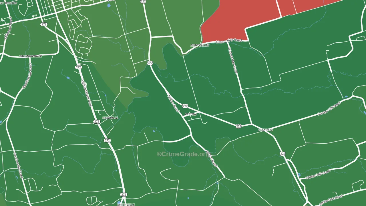 Refton, PA Map of Vandalism Rates