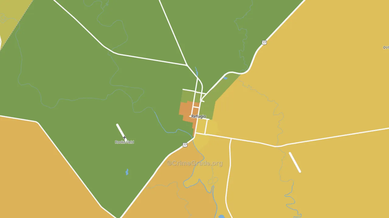 Refugio, TX Map of Vandalism Rates