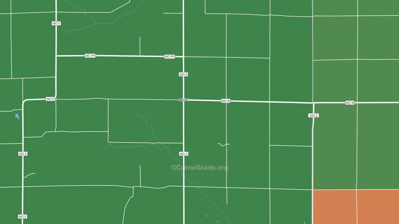 Regal, MO Map of Vandalism Rates
