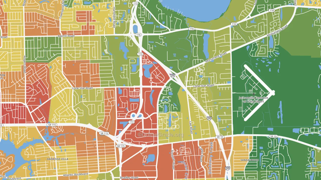 Regency, Jacksonville, FL Map of Vandalism Rates