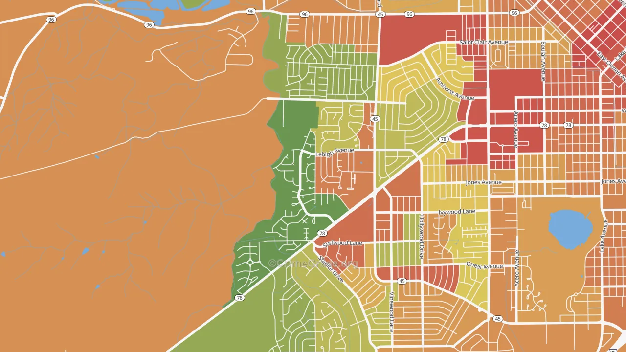 Regency, Pueblo, CO Map of Vandalism Rates