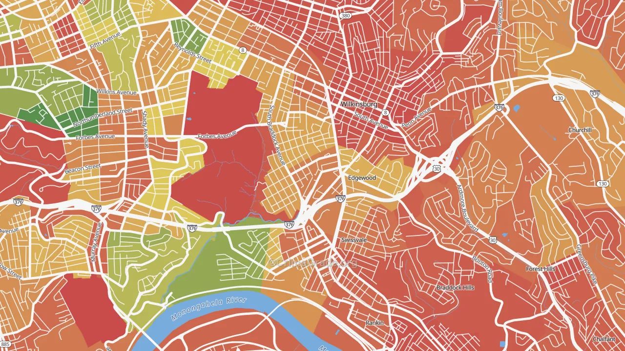 Regent Square, Pittsburgh, PA Map of Vandalism Rates