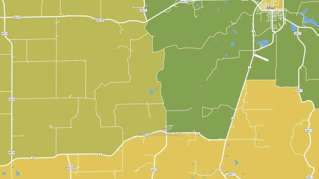 Reger, MO Map of Vandalism Rates
