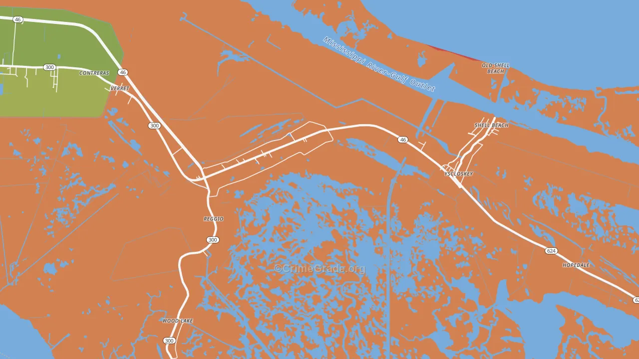 Reggio, LA Map of Vandalism Rates