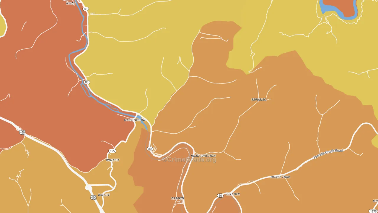 Regina, KY Map of Vandalism Rates