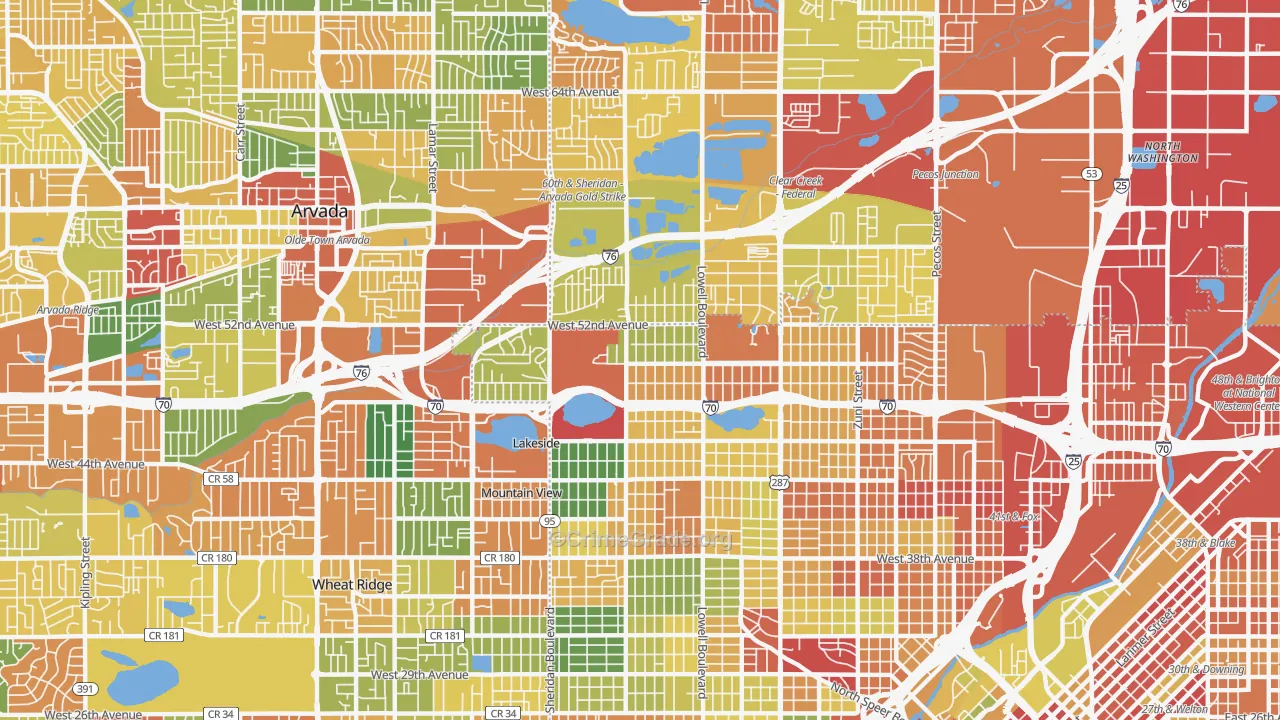 Regis, Denver, CO Map of Vandalism Rates